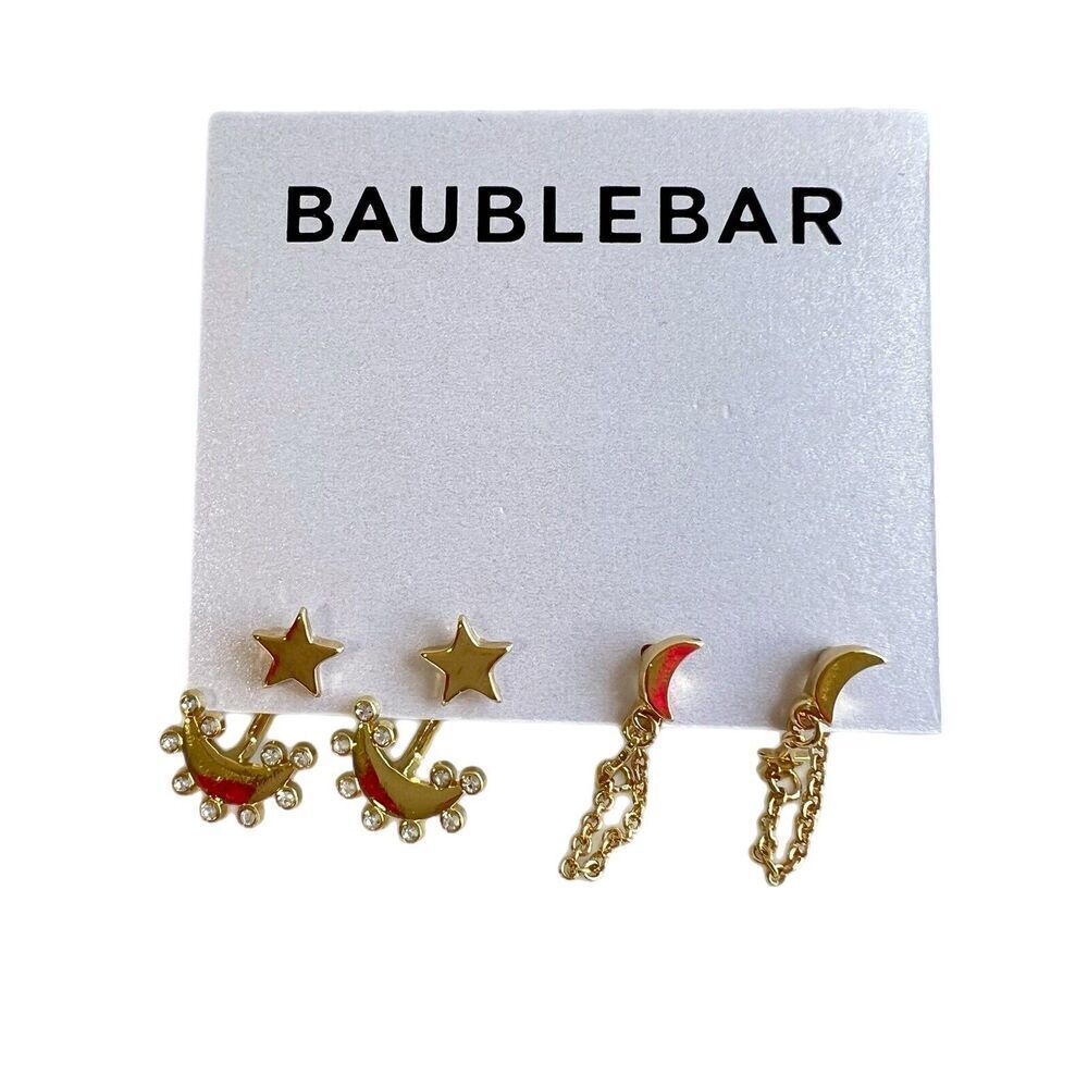 BAUBLEBAR Cosmic Couple Earring Set Of 2 Moon & Stars